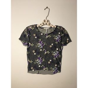 Urban outfitters sheer floral crop top
